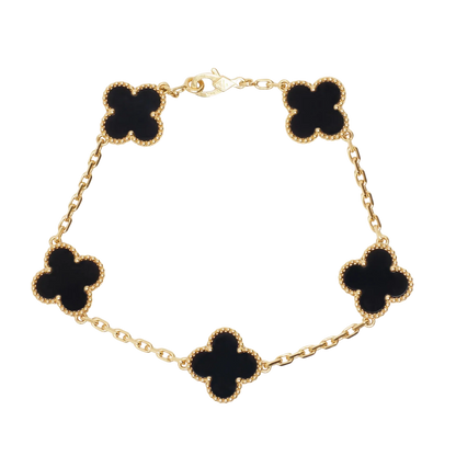 Bracelet Van Cleef & Arpels Vintage Alhambra 5 motifs Onyx en or jaune