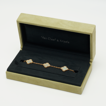 Bracelet Van Cleef & Arpels Vintage Alhambra 5 motifs nacre en or jaune