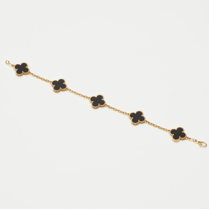 Bracelet Van Cleef & Arpels Vintage Alhambra 5 motifs Onyx en or jaune