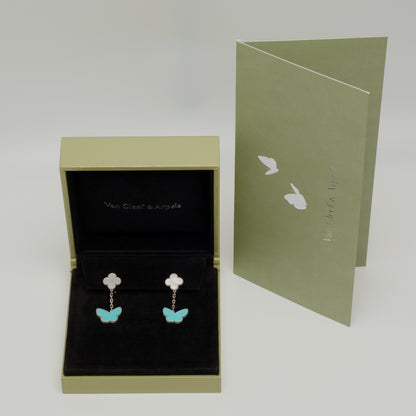 Boucles d’oreilles Van Cleef & Arpels Lucky Alhambra turquoise en or blanc