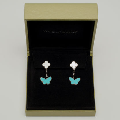 Van Cleef & Arpels Lucky Alhambra turquoise earrings in white gold