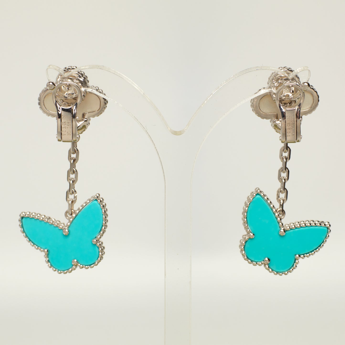 Van Cleef & Arpels Lucky Alhambra turquoise earrings in white gold