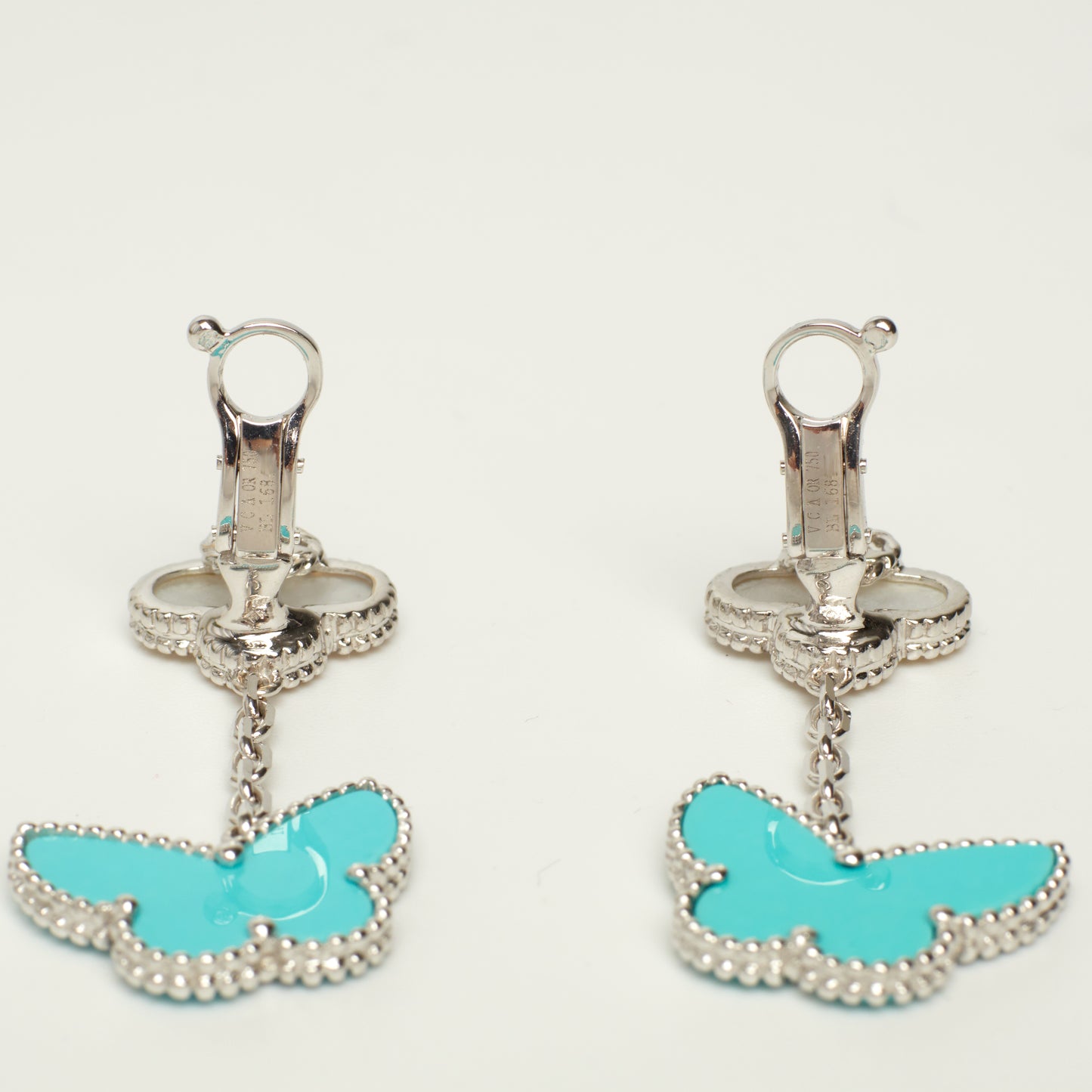 Van Cleef & Arpels Lucky Alhambra turquoise earrings in white gold