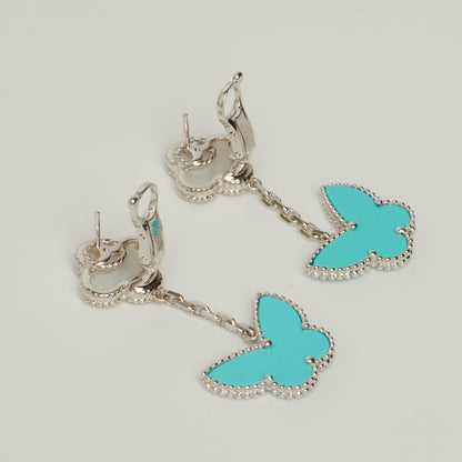 Boucles d’oreilles Van Cleef & Arpels Lucky Alhambra turquoise en or blanc