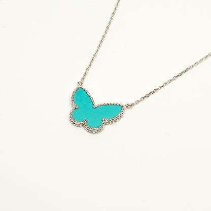 Collier Van Cleef & Arpels Lucky Alhambra Butterfly Turquoise en or blanc