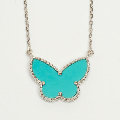 Collier Van Cleef & Arpels Lucky Alhambra Butterfly Turquoise en or blanc